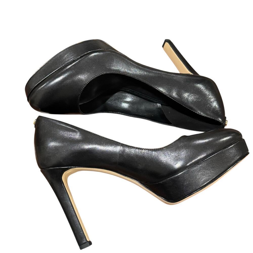Michael Kors Homepage Chantal Platform Pumps Heels Leather Black Size 7M NWOB - Picture 7 of 13
